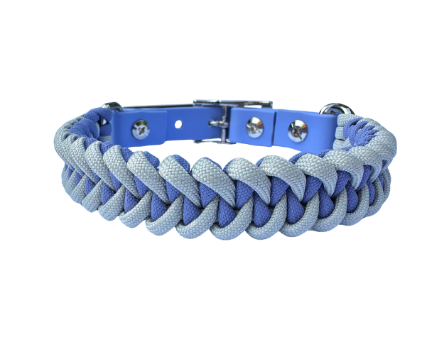 Fishtail Hand Braided Dog Collar in Lavender & Smoke - Tampa Home & Garden Store
