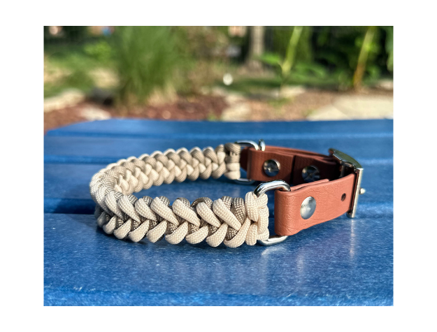 Fishtail Hand Braided Dog Collar in Tan & Cream - Tampa Home & Garden Store