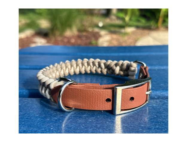Fishtail Hand Braided Dog Collar in Tan & Cream - Tampa Home & Garden Store
