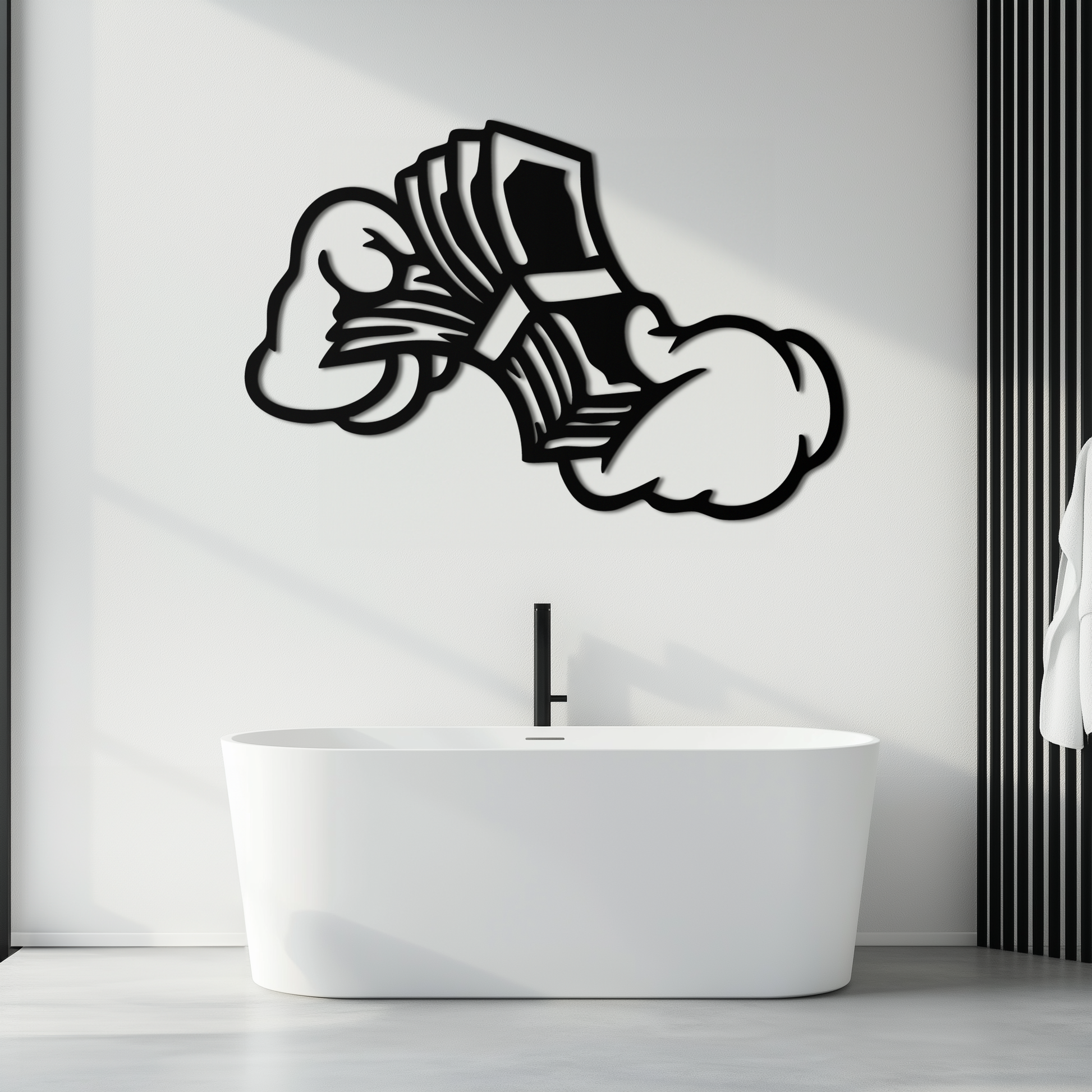 Fist Holding Money Stack Metal Wall Art – Bold Dollar Bill Hand Silhouette for Modern Spaces- KAF579 - Tampa Home & Garden Store