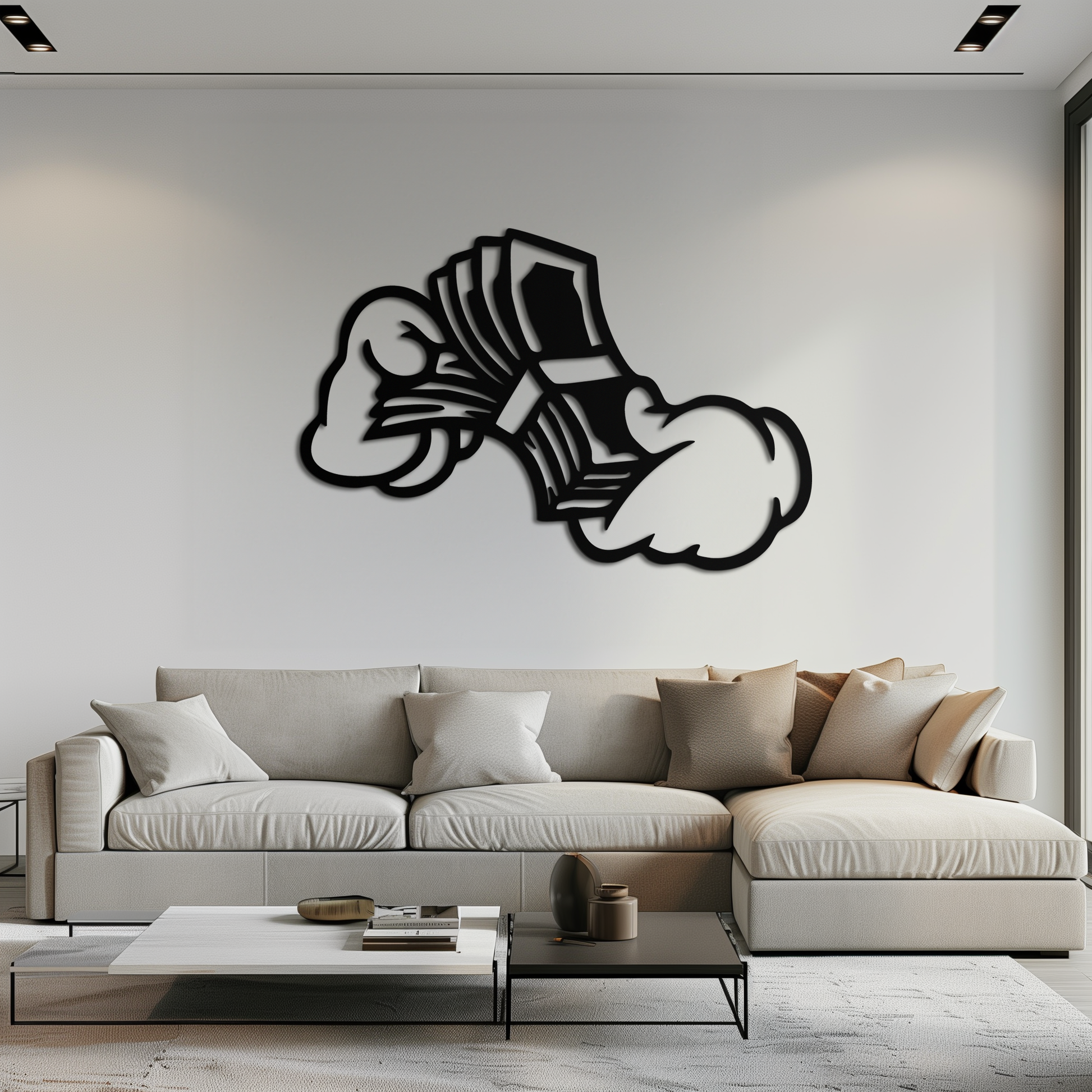 Fist Holding Money Stack Metal Wall Art – Bold Dollar Bill Hand Silhouette for Modern Spaces- KAF579 - Tampa Home & Garden Store