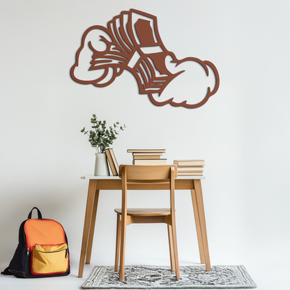 Fist Holding Money Stack Metal Wall Art – Bold Dollar Bill Hand Silhouette for Modern Spaces- KAF579 - Tampa Home & Garden Store