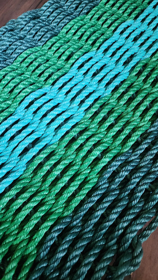 Five Stripe Rope Mat Hunter Green, Green, Teal - Tampa Home & Garden Store