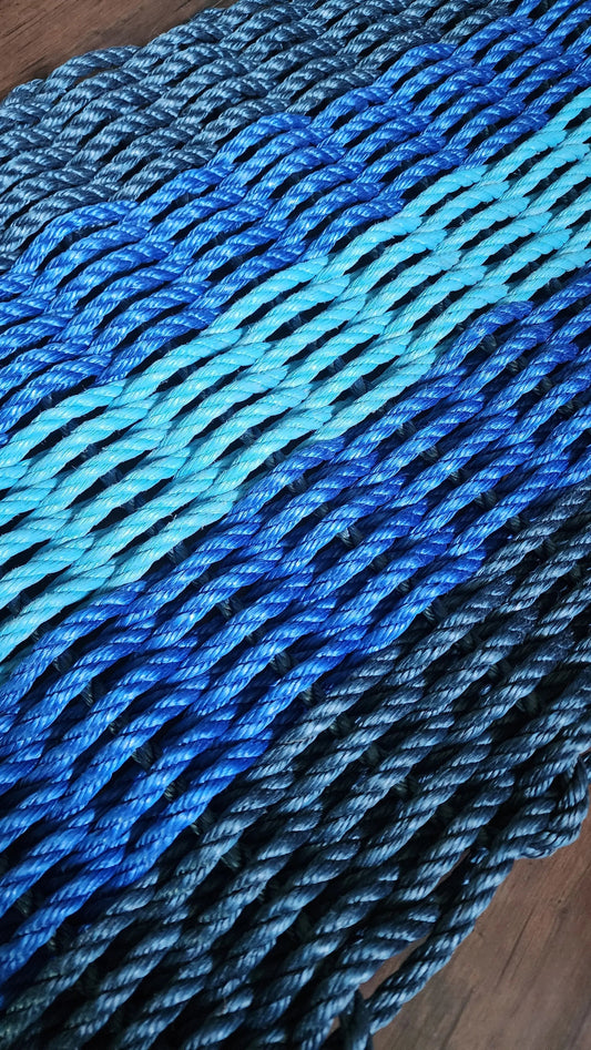 Five Stripe Rope Mat Navy Blue, Blue, Light Blue - Tampa Home & Garden Store