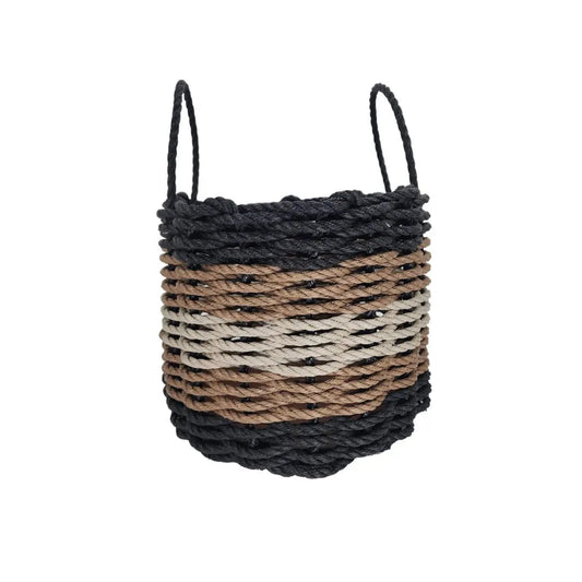 Five Stripe Rope Storage Basket Black, Brown and Tan - Tampa Home & Garden Store