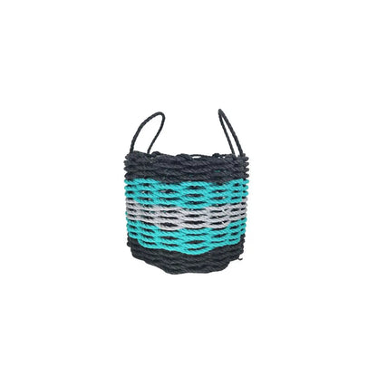 Five Stripe Rope Storage Basket Black, Teal & Gray