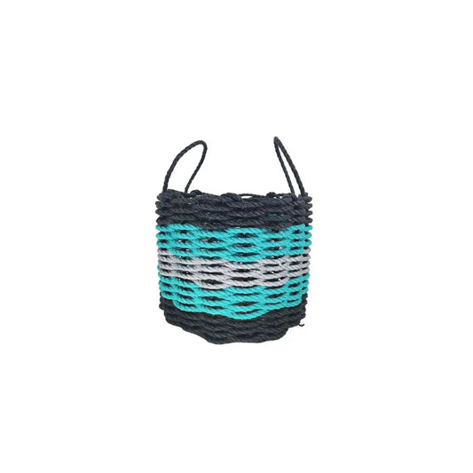 Five Stripe Rope Storage Basket Black, Teal & Gray - Tampa Home & Garden Store