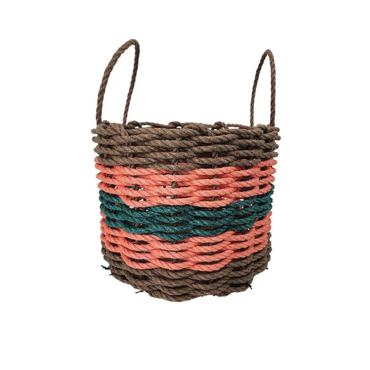 Five Stripe Rope Storage Basket Brown, Orange and Hunter Green - Tampa Home & Garden Store