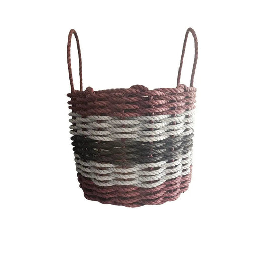 Five Stripe Rope Storage Basket Burgundy, Gray and Black - Tampa Home & Garden Store