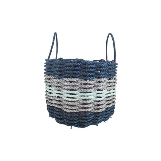 Five Stripe Rope Storage Basket Navy Blue, Light Gray, Seafoam - Tampa Home & Garden Store