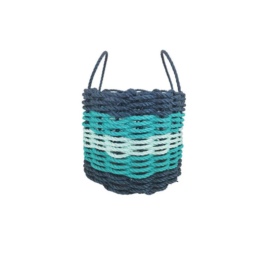 Five Stripe Rope Storage Basket Navy Blue, Teal & Seafoam - Tampa Home & Garden Store