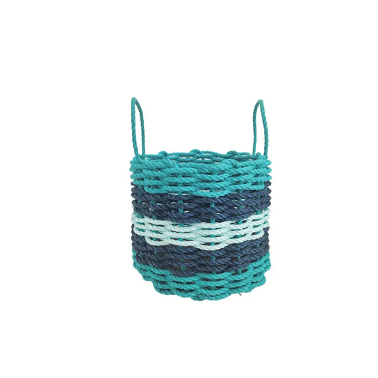 Five Stripe Rope Storage Basket Teal, Navy Blue & Seafoam - Tampa Home & Garden Store