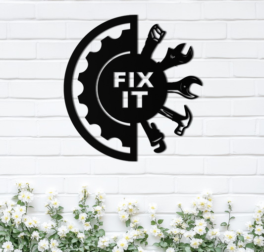 Fix It Tools Metal Wall Art – Industrial Gear & Hand Tools Silhouette Black Steel Decor for Garage or Workshop- KAF419 - Tampa Home & Garden Store