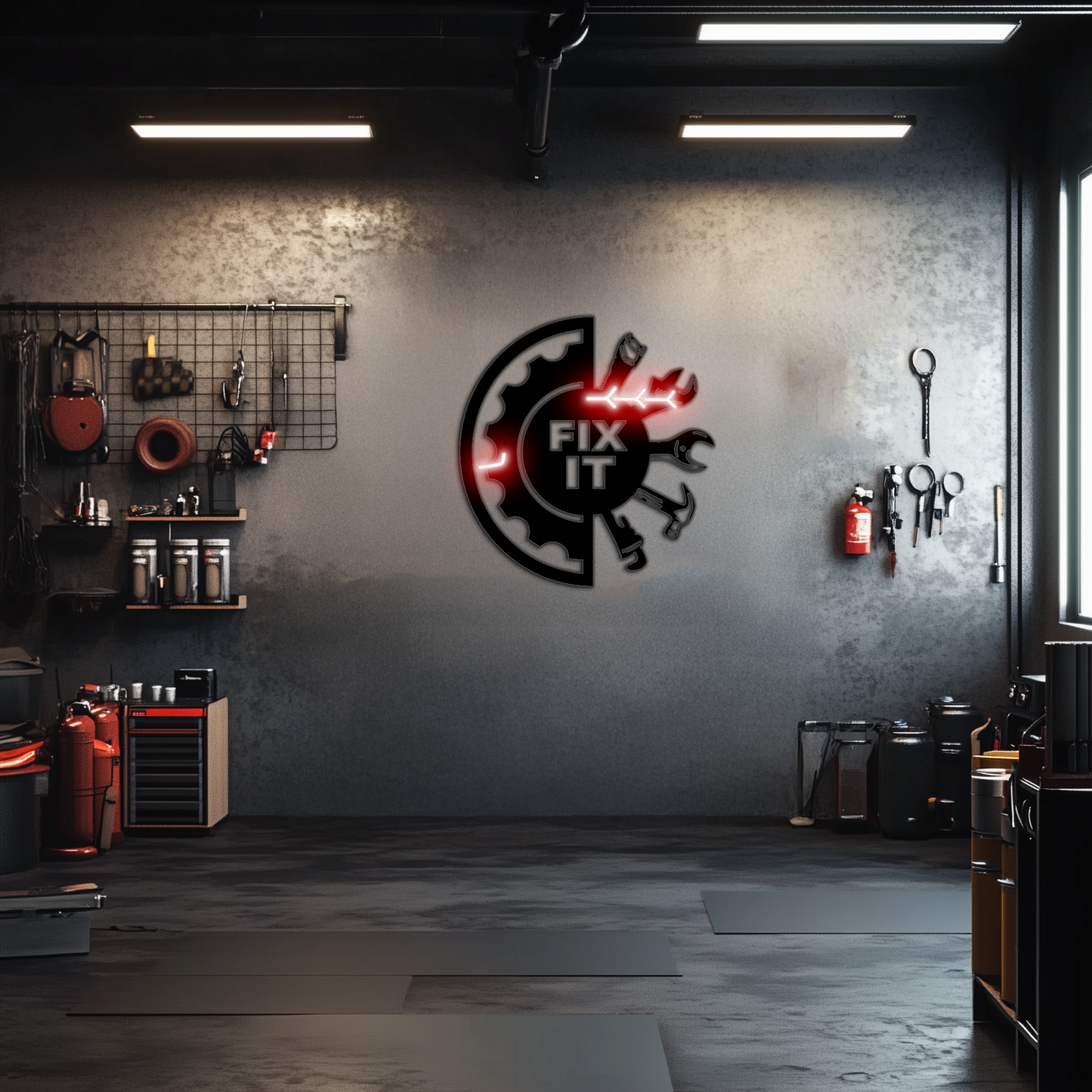 Fix It Tools Metal Wall Art – Industrial Gear & Hand Tools Silhouette Black Steel Decor for Garage or Workshop- KAF419 - Tampa Home & Garden Store