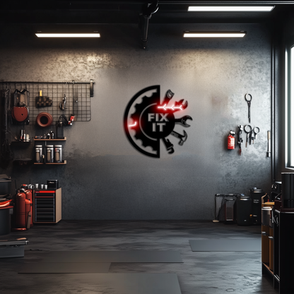 Fix It Tools Metal Wall Art – Industrial Gear & Hand Tools Silhouette Black Steel Decor for Garage or Workshop- KAF419 - Tampa Home & Garden Store