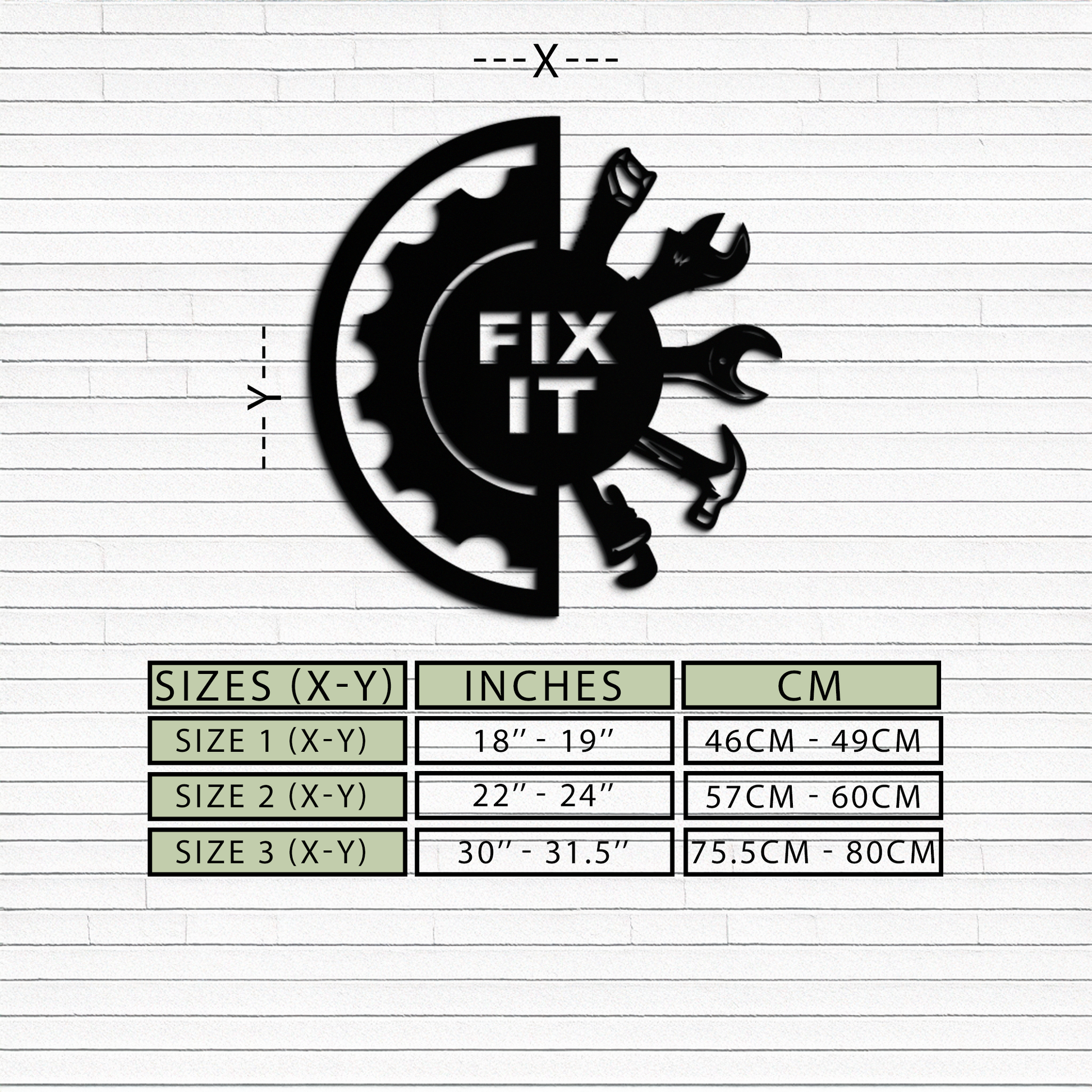 Fix It Tools Metal Wall Art – Industrial Gear & Hand Tools Silhouette Black Steel Decor for Garage or Workshop- KAF419 - Tampa Home & Garden Store