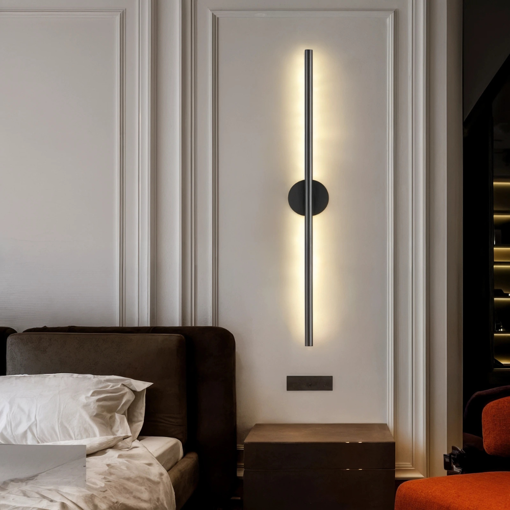 LumaNova Wall Lamp Moktan Sabai vertical LED wall light with slim metallic bar and wall mount on Tampa Home & Garden Store