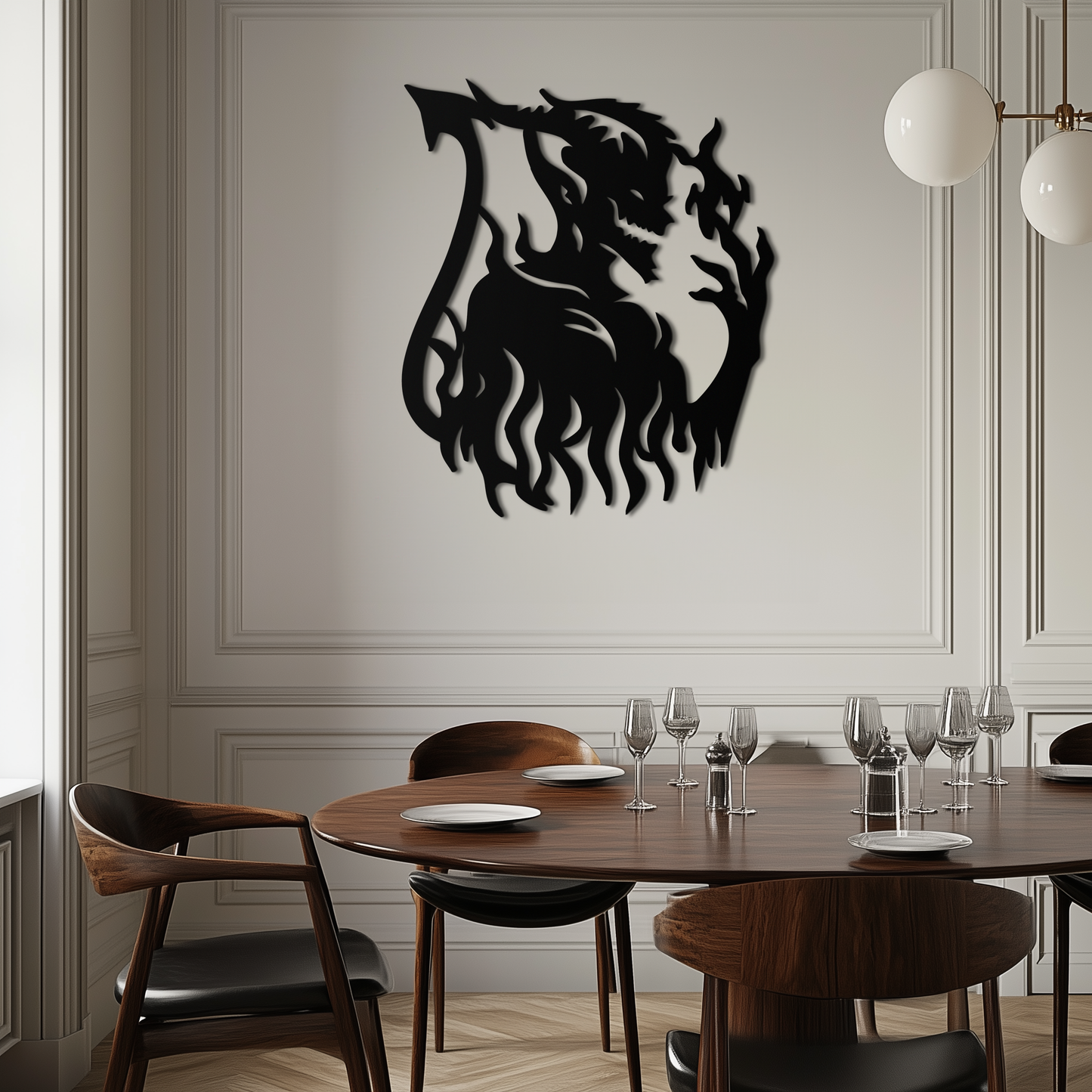 Flame Demon Silhouette Metal Wall Art – Fiery Devil Design for Bold Interiors- KAF690 - Tampa Home & Garden Store