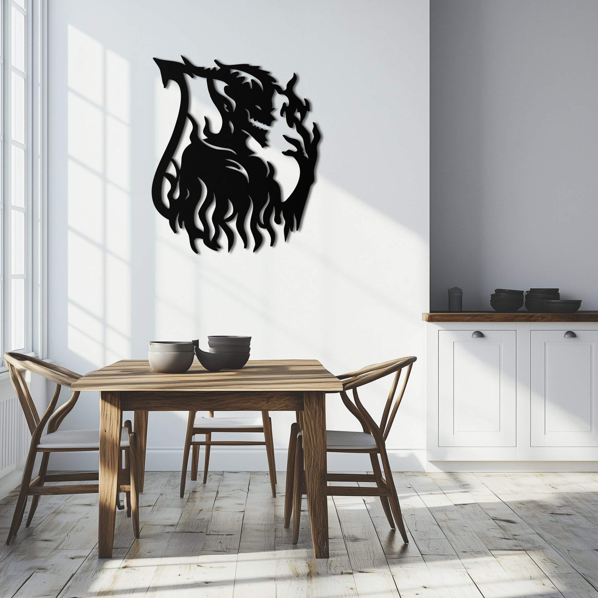Flame Demon Silhouette Metal Wall Art – Fiery Devil Design for Bold Interiors- KAF690 - Tampa Home & Garden Store