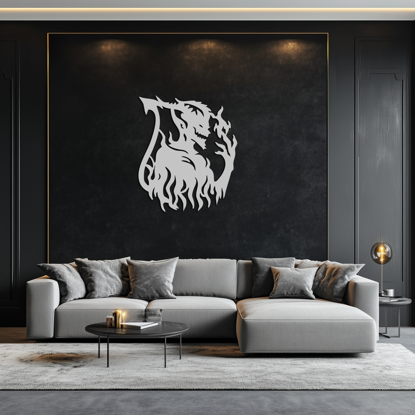 Flame Demon Silhouette Metal Wall Art – Fiery Devil Design for Bold Interiors- KAF690 - Tampa Home & Garden Store