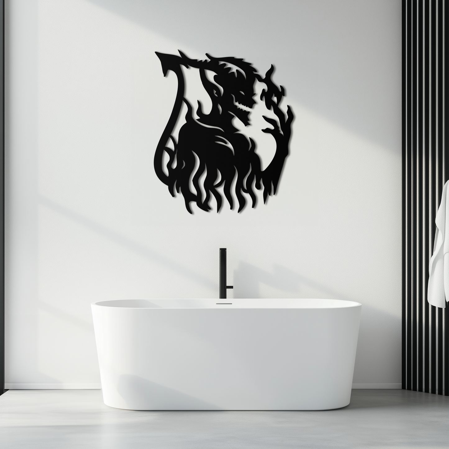 Flame Demon Silhouette Metal Wall Art – Fiery Devil Design for Bold Interiors- KAF690 - Tampa Home & Garden Store