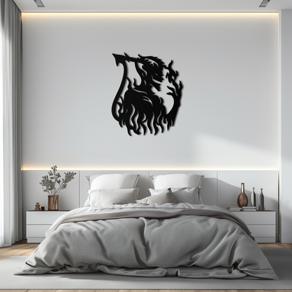 Flame Demon Silhouette Metal Wall Art – Fiery Devil Design for Bold Interiors- KAF690 - Tampa Home & Garden Store
