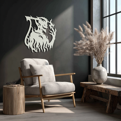 Flame Demon Silhouette Metal Wall Art – Fiery Devil Design for Bold Interiors- KAF690 - Tampa Home & Garden Store