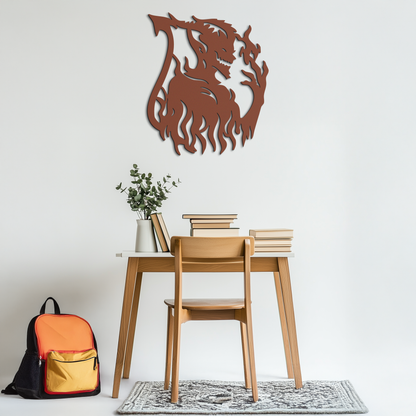 Flame Demon Silhouette Metal Wall Art – Fiery Devil Design for Bold Interiors- KAF690 - Tampa Home & Garden Store