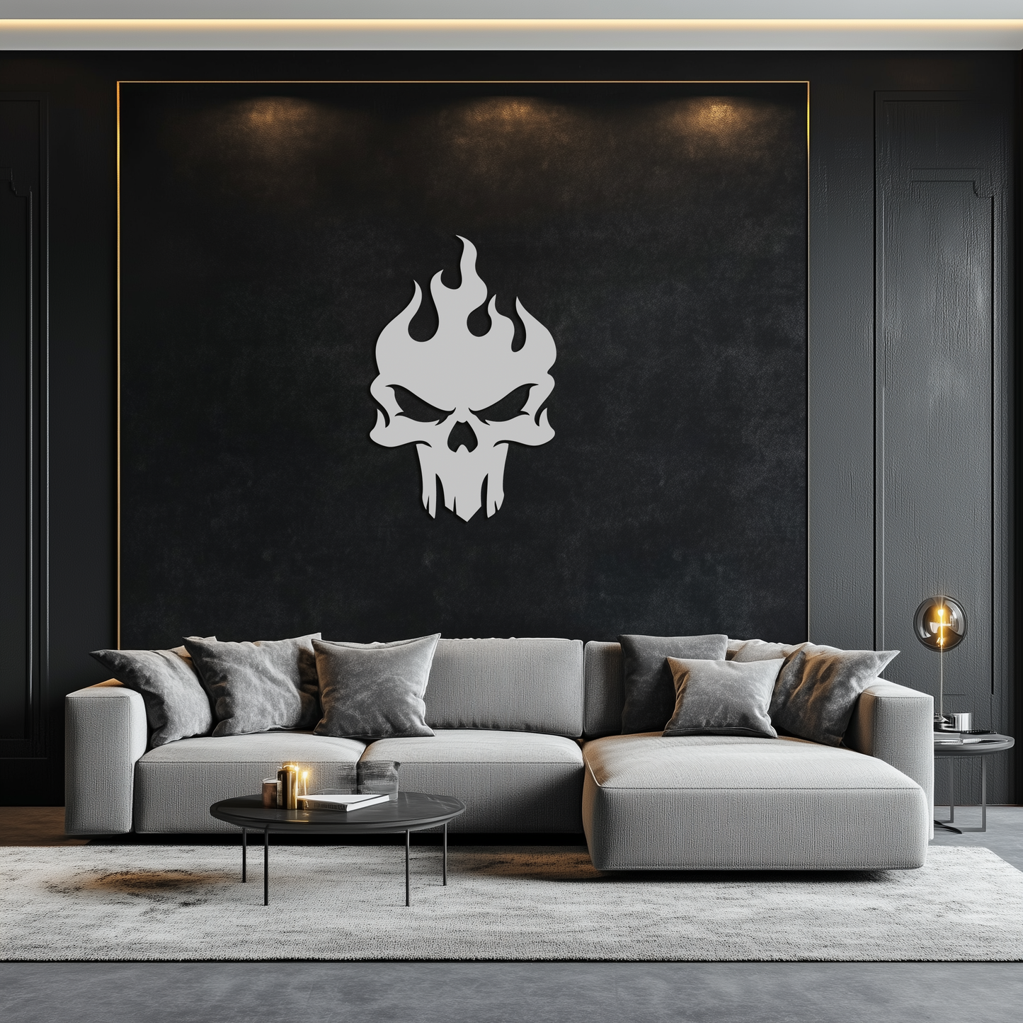 Flaming Skull Metal Wall Art – Bold Gothic Flame Skull Design- KAF623 - Tampa Home & Garden Store
