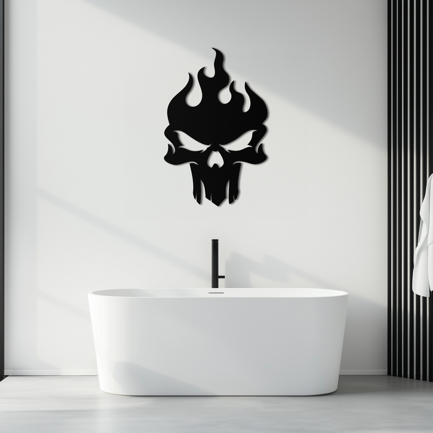 Flaming Skull Metal Wall Art – Bold Gothic Flame Skull Design- KAF623 - Tampa Home & Garden Store