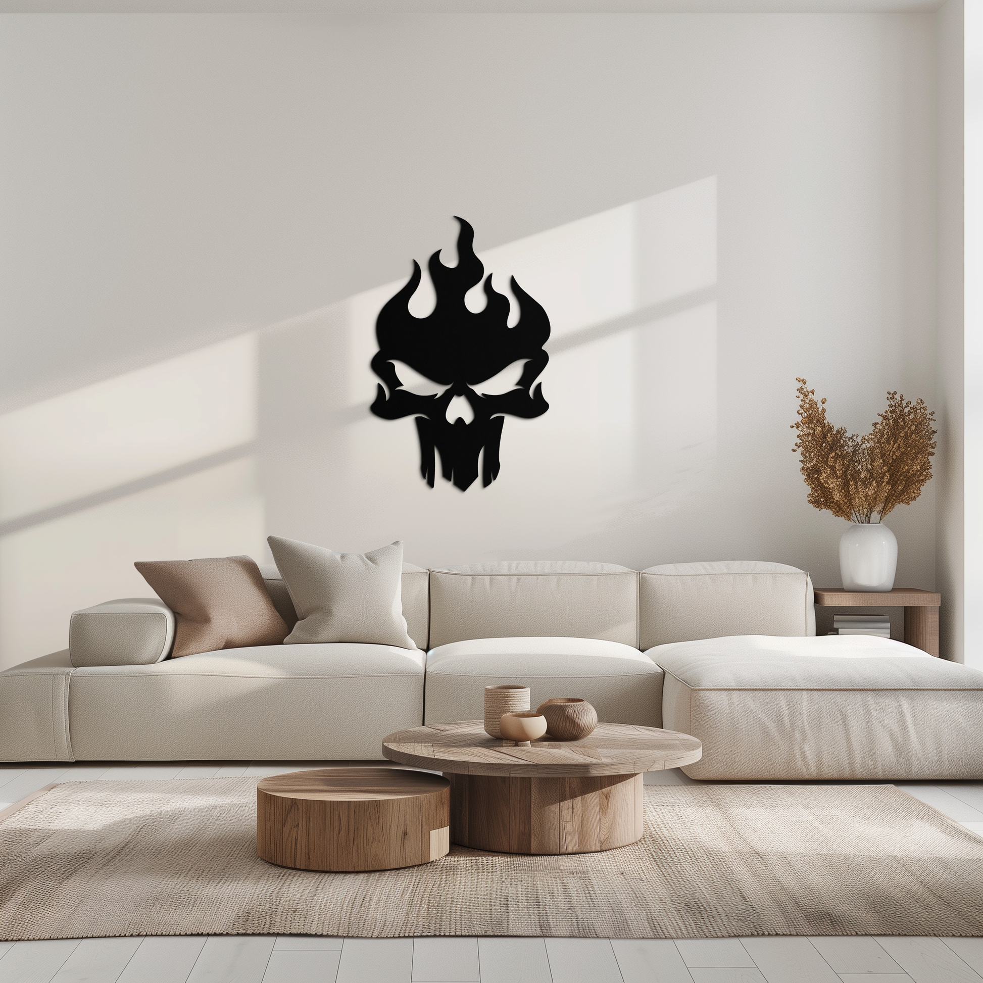 Flaming Skull Metal Wall Art – Bold Gothic Flame Skull Design- KAF623 - Tampa Home & Garden Store