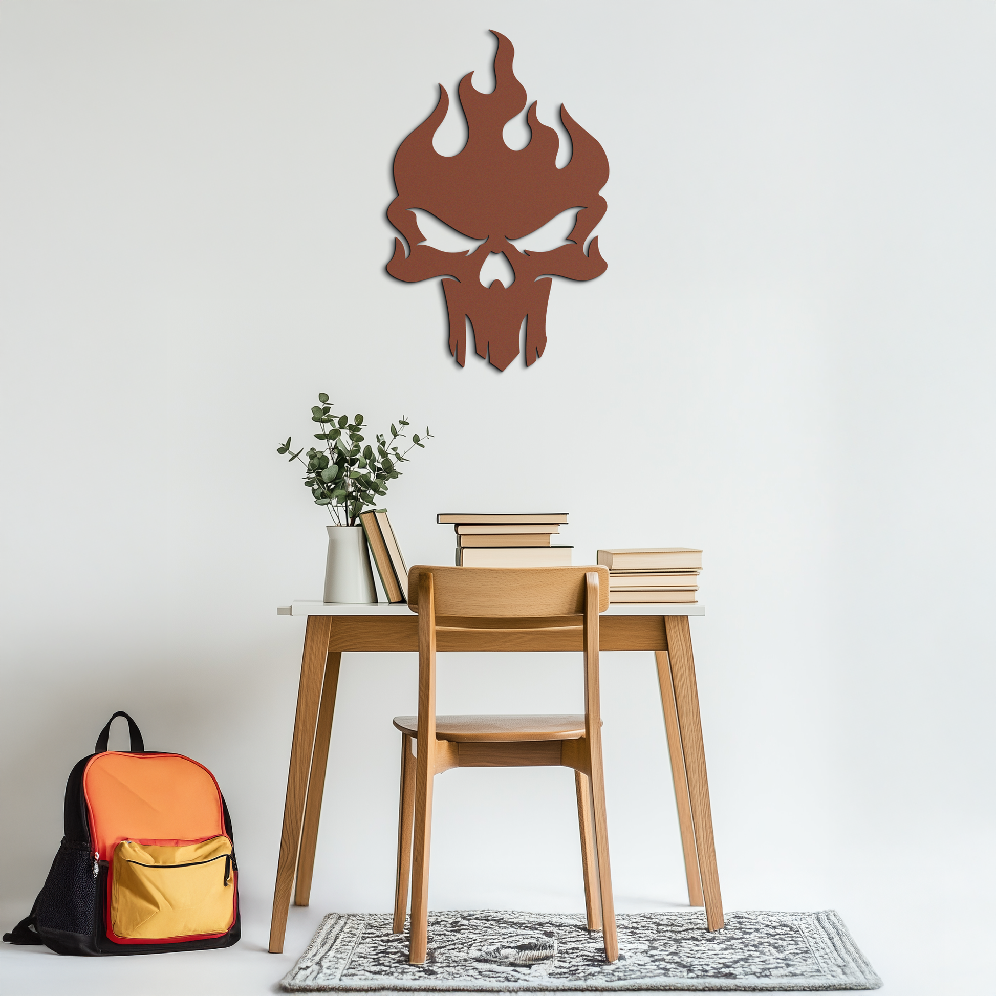 Flaming Skull Metal Wall Art – Bold Gothic Flame Skull Design- KAF623 - Tampa Home & Garden Store