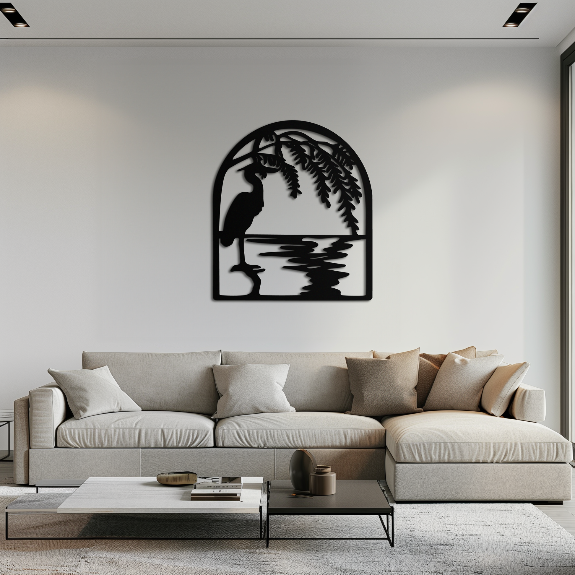 Flamingo Lake Scene Metal Wall Art – Tranquil Nature-Inspired Silhouette for Home Decor- KAF686 - Tampa Home & Garden Store