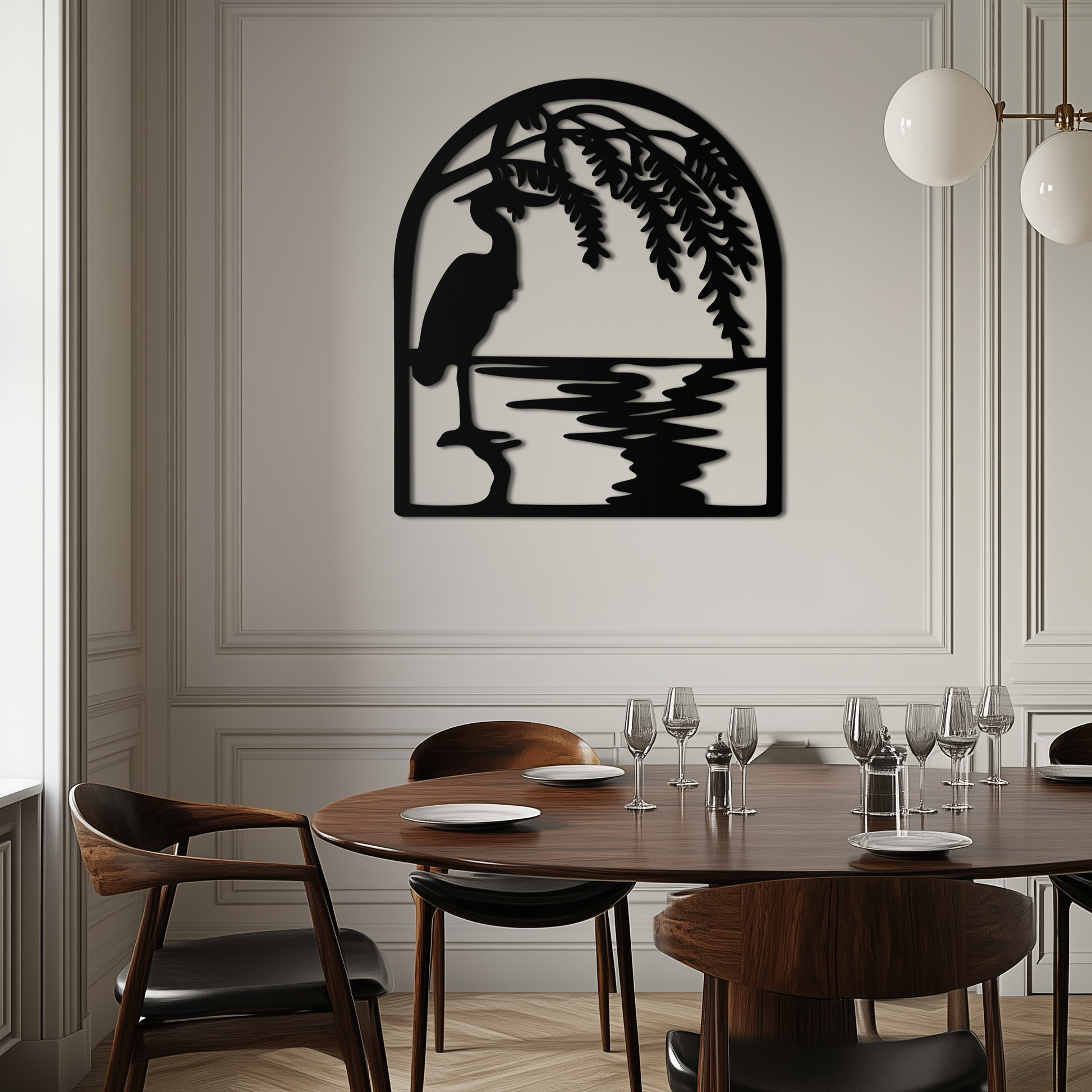 Flamingo Lake Scene Metal Wall Art – Tranquil Nature-Inspired Silhouette for Home Decor- KAF686 - Tampa Home & Garden Store