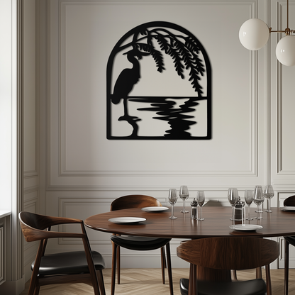 Flamingo Lake Scene Metal Wall Art – Tranquil Nature-Inspired Silhouette for Home Decor- KAF686 - Tampa Home & Garden Store