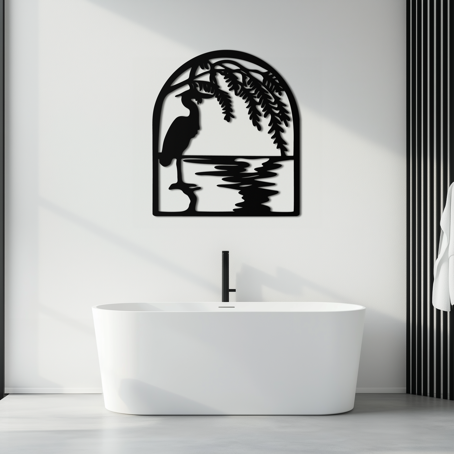 Flamingo Lake Scene Metal Wall Art – Tranquil Nature-Inspired Silhouette for Home Decor- KAF686 - Tampa Home & Garden Store