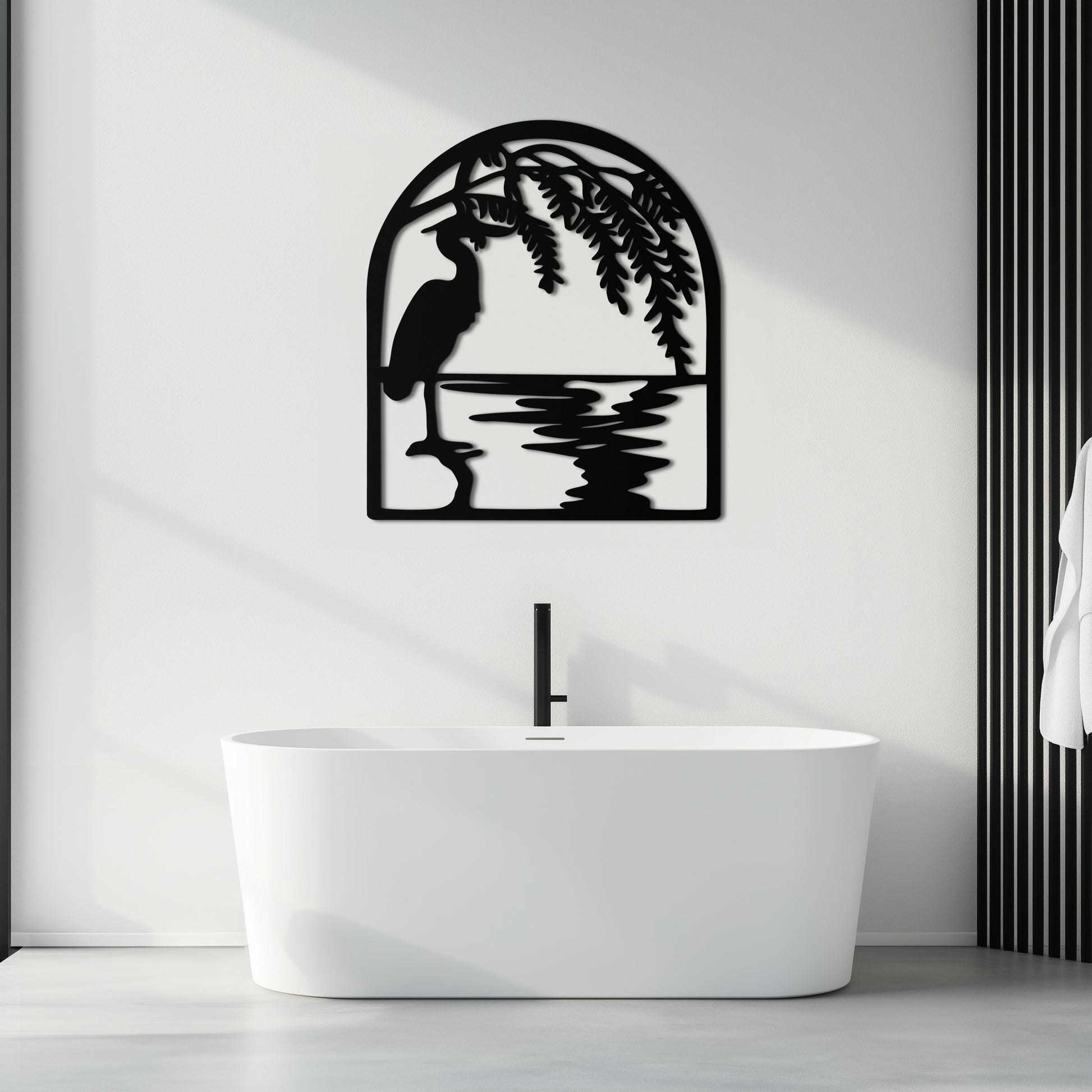 Flamingo Lake Scene Metal Wall Art – Tranquil Nature-Inspired Silhouette for Home Decor- KAF686 - Tampa Home & Garden Store