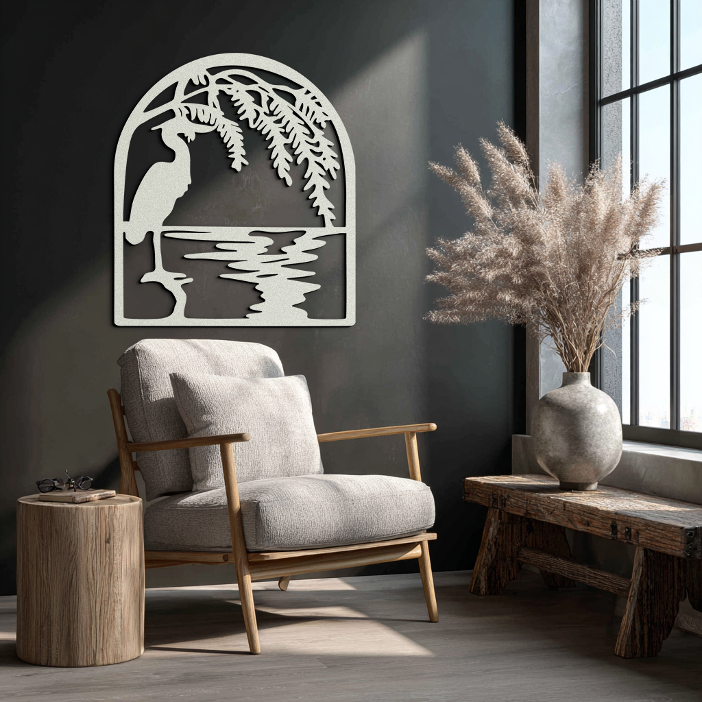 Flamingo Lake Scene Metal Wall Art – Tranquil Nature-Inspired Silhouette for Home Decor- KAF686 - Tampa Home & Garden Store