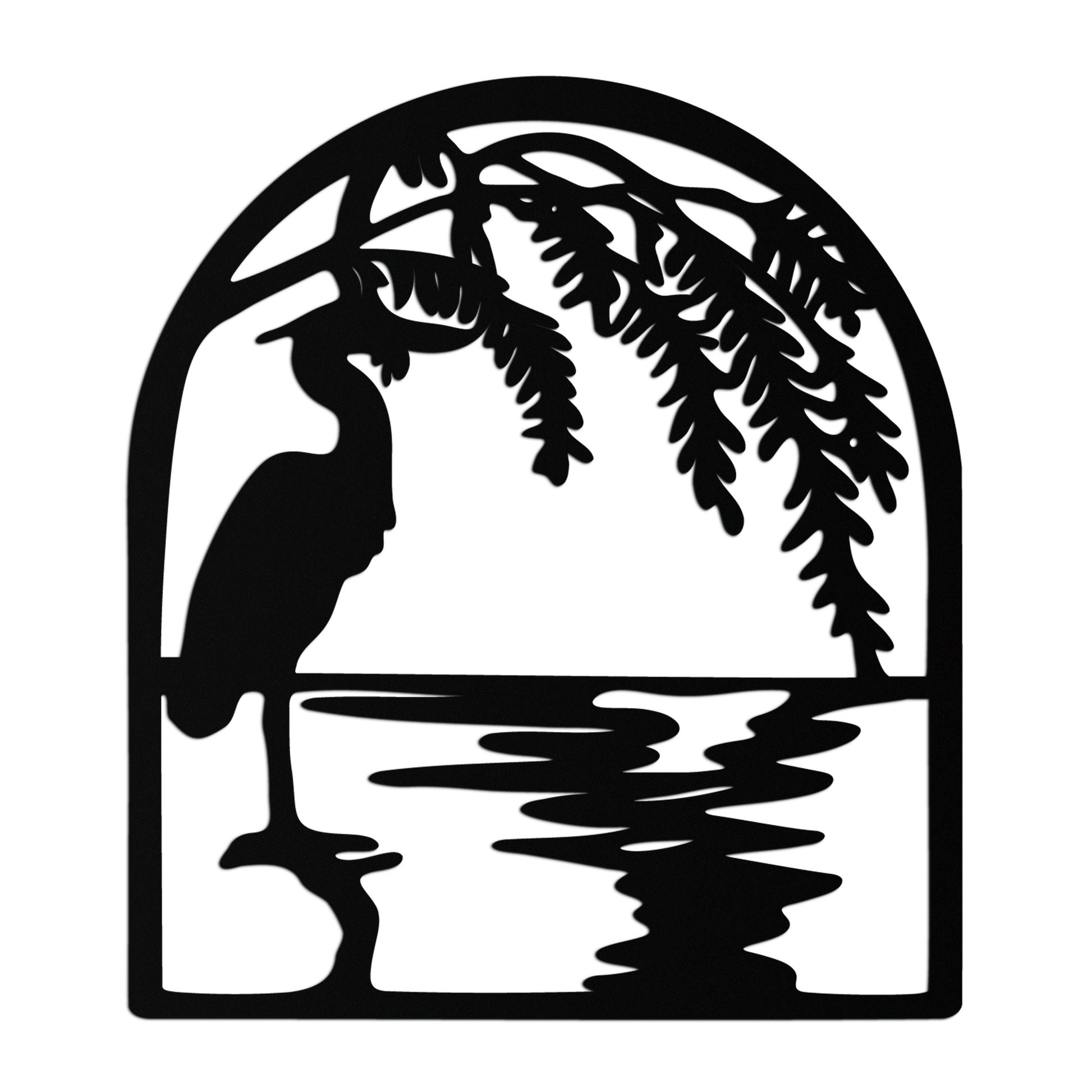 Flamingo Lake Scene Metal Wall Art – Tranquil Nature-Inspired Silhouette for Home Decor- KAF686 - Tampa Home & Garden Store
