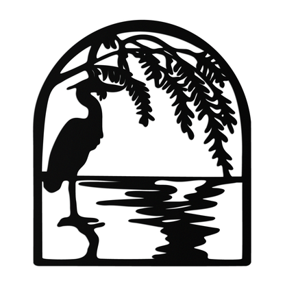 Flamingo Lake Scene Metal Wall Art – Tranquil Nature-Inspired Silhouette for Home Decor- KAF686 - Tampa Home & Garden Store