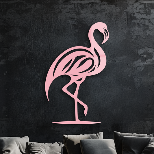 Flamingo Silhouette Metal Wall Art – Elegant Bird Design - KAFGP031 - Tampa Home & Garden Store