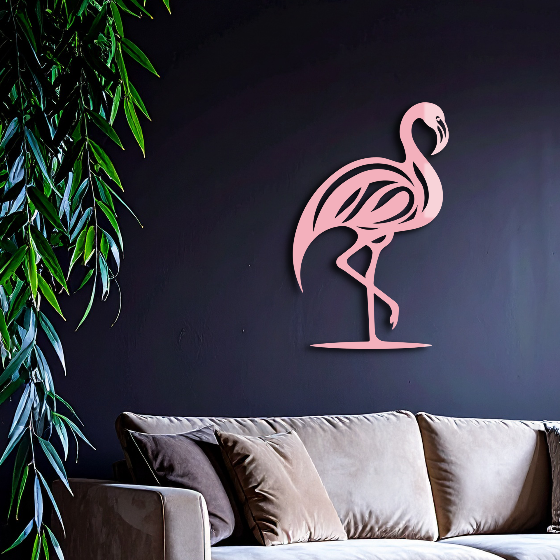 Flamingo Silhouette Metal Wall Art – Elegant Bird Design - KAFGP031 - Tampa Home & Garden Store