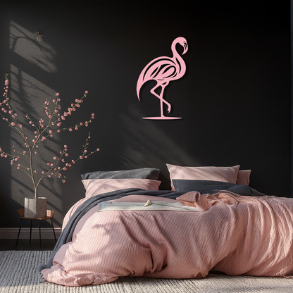 Flamingo Silhouette Metal Wall Art – Elegant Bird Design - KAFGP031 - Tampa Home & Garden Store