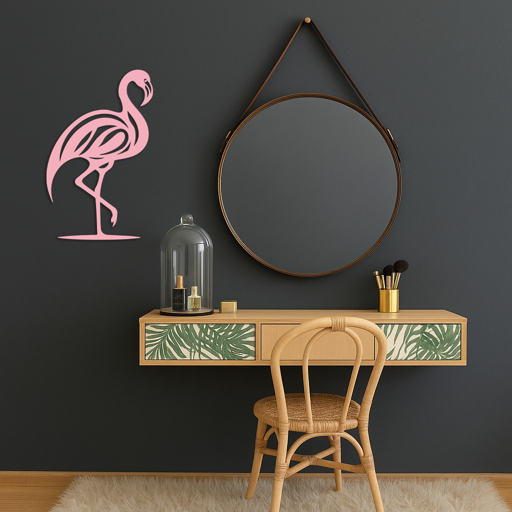 Flamingo Silhouette Metal Wall Art – Elegant Bird Design - KAFGP031 - Tampa Home & Garden Store
