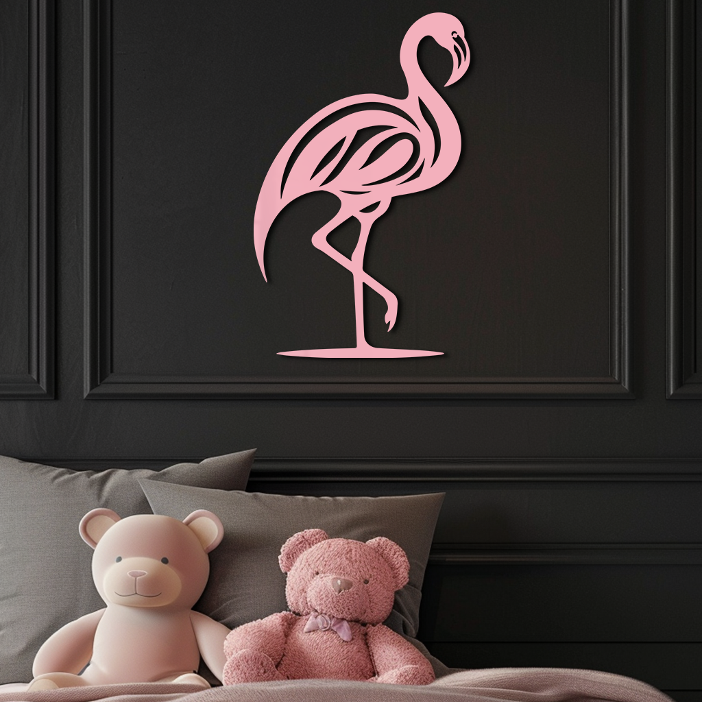 Flamingo Silhouette Metal Wall Art – Elegant Bird Design - KAFGP031 - Tampa Home & Garden Store