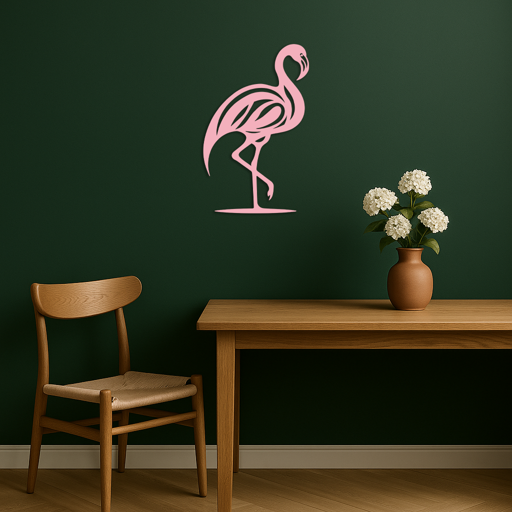 Flamingo Silhouette Metal Wall Art – Elegant Bird Design - KAFGP031 - Tampa Home & Garden Store