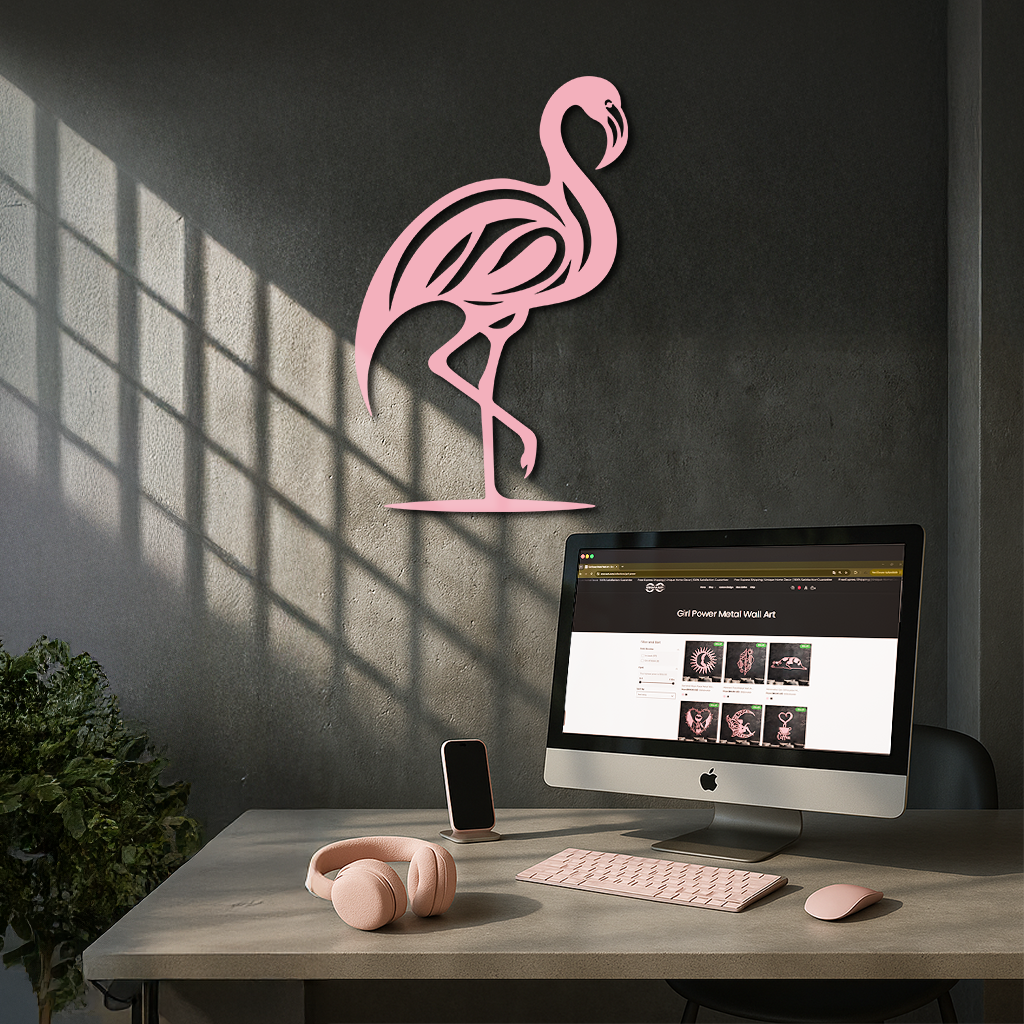 Flamingo Silhouette Metal Wall Art – Elegant Bird Design - KAFGP031 - Tampa Home & Garden Store