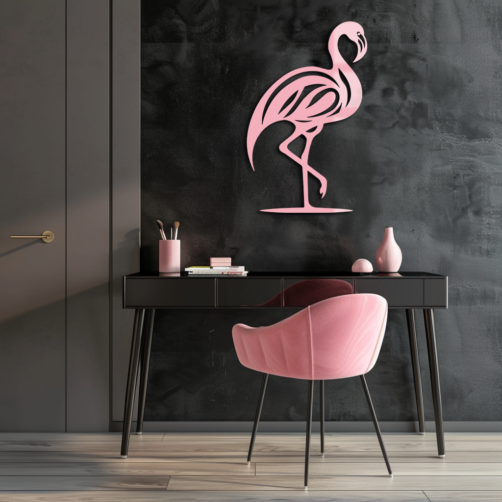 Flamingo Silhouette Metal Wall Art – Elegant Bird Design - KAFGP031 - Tampa Home & Garden Store