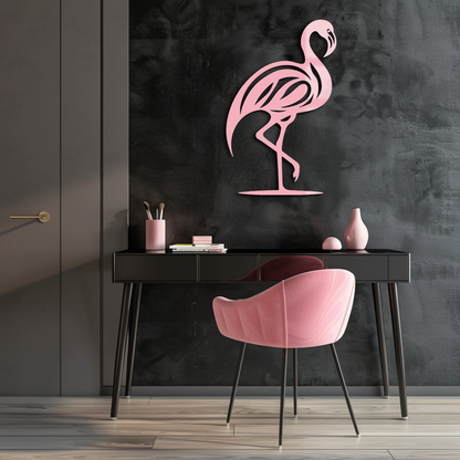 Flamingo Silhouette Metal Wall Art – Elegant Bird Design - KAFGP031 - Tampa Home & Garden Store