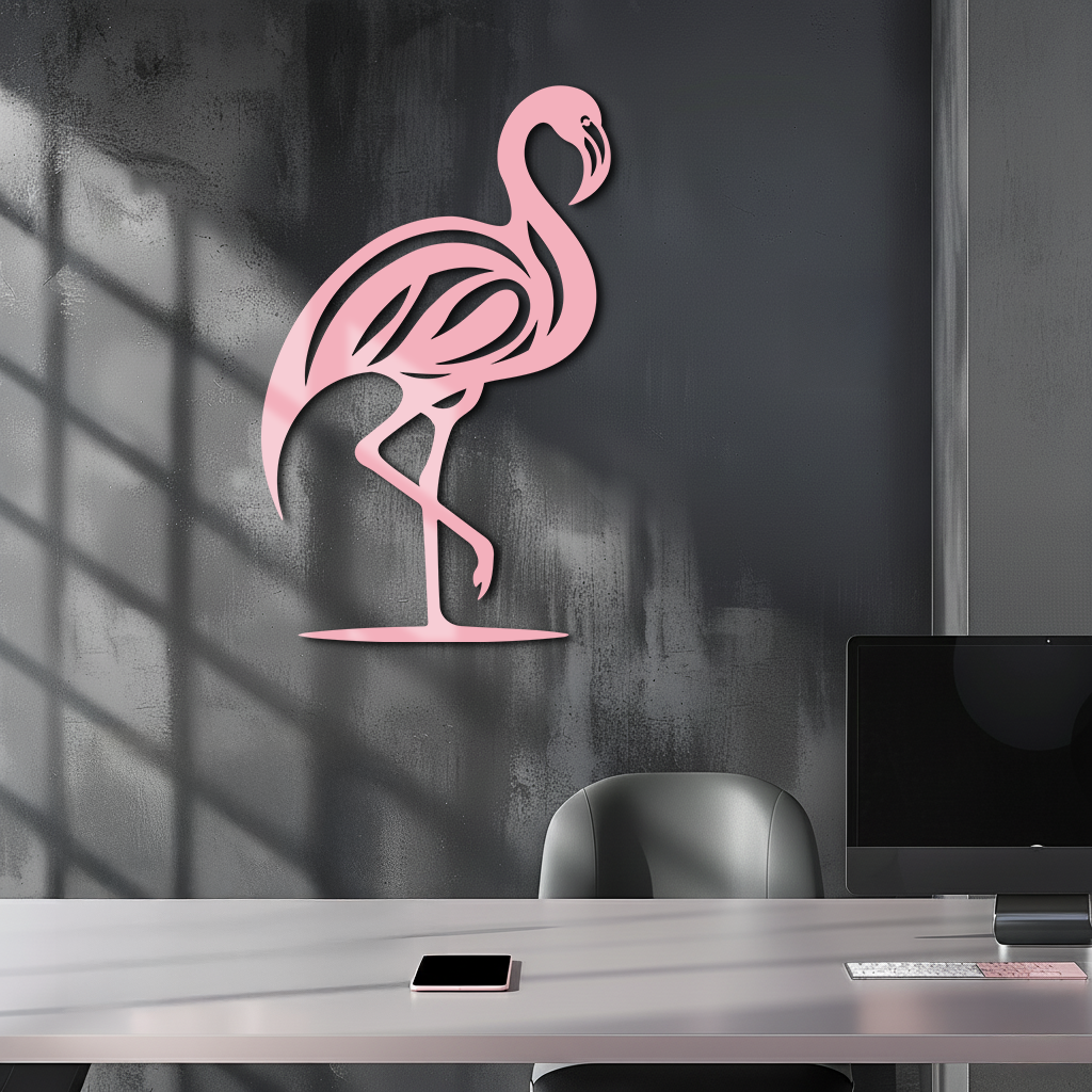Flamingo Silhouette Metal Wall Art – Elegant Bird Design - KAFGP031 - Tampa Home & Garden Store